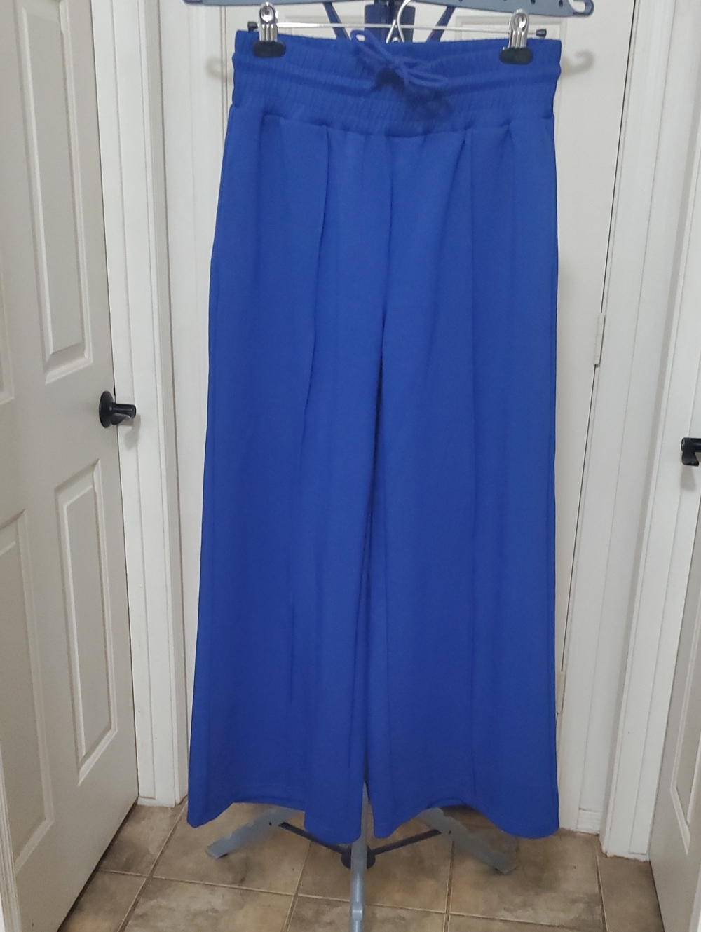 High-Rise Wide Leg Pull-On Pants in Cobalt Blue